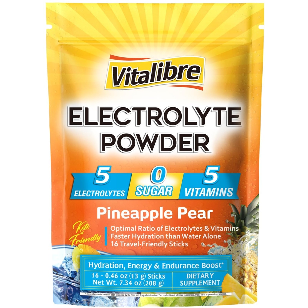 Electrolytes Embalajes de Polvo Ø Magnesio, Potasio, Sodio, Vitamina C Silencioso para la Hidratación Rápida Silencio Cero Azúcar &amp; Keto ANTE 16 Stick Packs ANTE Pineapple Pear Flavor