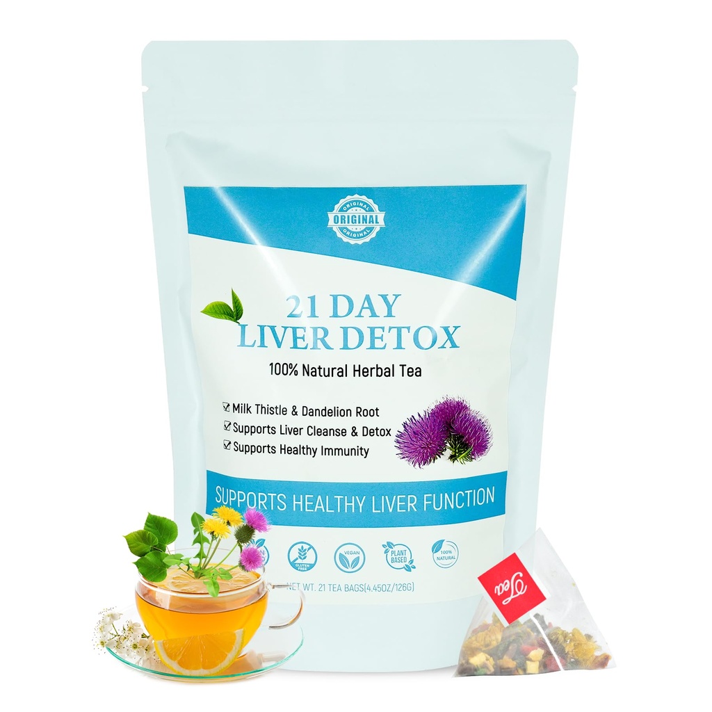 Laicuherb Milk Thistle Liver Detox Tea for Digestion and Immunity, Natural 21 Day Liver Cleanse Herbal Tea for Liver Cleansing " Stomach Care, Caffeine Free, 21 Teabags