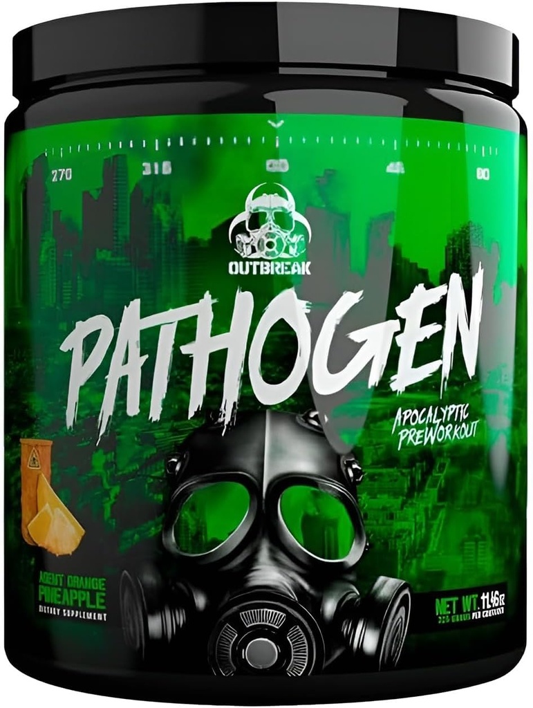 Pathogen Pre Workout - Energy Boosting Preworkout Powder, Energy Inducing Estimulants and Muscle Pump Evoking Compounds (Agent Orange-Pineapple, 11.45 oz.)
