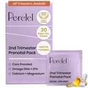 Perel 2o Trimester Prenatal Pack, Multivitamínico con Magnesio, Omega 3, Hierro y Calcio, Apoyo Nutricional para el Segundo Trimestre Wellness, Soy & Gluten Gratis, No GMO, 30 Daily Pill Packs
