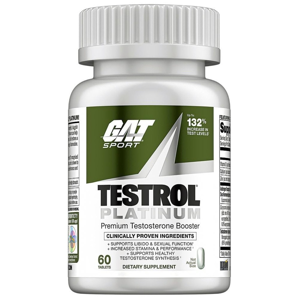 Testrol Platinum, Test Booster para Hombres por GAT Sport Stamina + Libido + Testosterone Boost, Boron, Vitamina D, Zinc, 60 Tablets