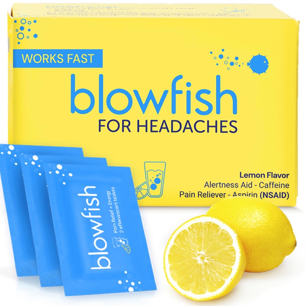 Blowfish para los dolores de cabeza ← Nueva fuerza máxima Effervescent Formula Treats Headaches Fast (1 Pack)