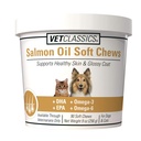 Vet Classics Petróleo de Salmón Suplemento de mascotas para la piel sana, Guassy Coats – Suplemento de la carne de perro, Suplemento de la piel de gato – Incluye Omega-3, 6, 9, Fuente de DHA, EPA – cerdas suaves 90 Ct.