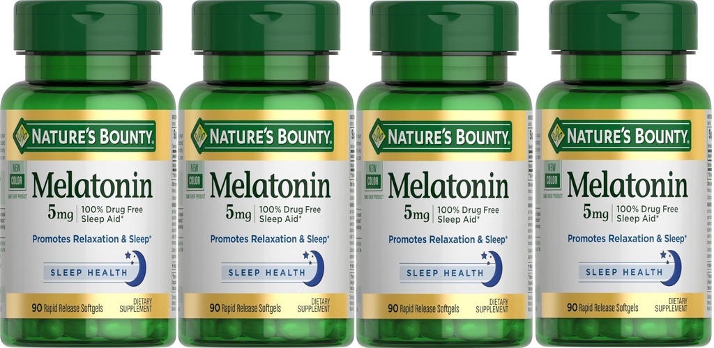 Bounty Super Strength Melatonin 5 mg Softgels 90 ea (Pack of 4)