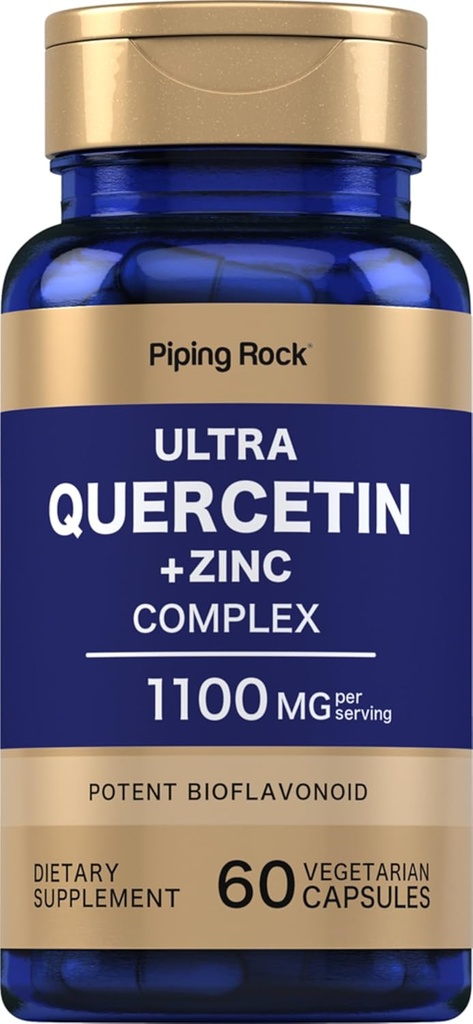 Piping Rock Quercetin Complejo de zinc Ø 1100 mg ANTE 60 cápsulas ANTE NO GMO, Gluten Suplemento gratuito