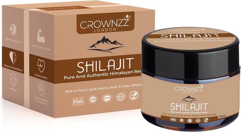 Shilajit puro - Orgánica Grado de Oro Himalayan Shilajit Resin for Men &amp; Women - Shilajit de alta resistencia Rico en Fulvic, Ácido Humic &amp; 85+ Minerals-Lab Tested " Certified 30G Shilajit Supports Stamina