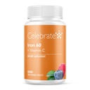 Celebrar Vitaminas Suplemento de Hierro con 60 mg de Iron &amp; Vitamina C – Chewables de Berry para pacientes báricos, Bypass Gástrico &amp; Sleeve Apoyo a la Gastrectomía – 30 Tablas para Mantenimiento de la Salud Post-Surgery