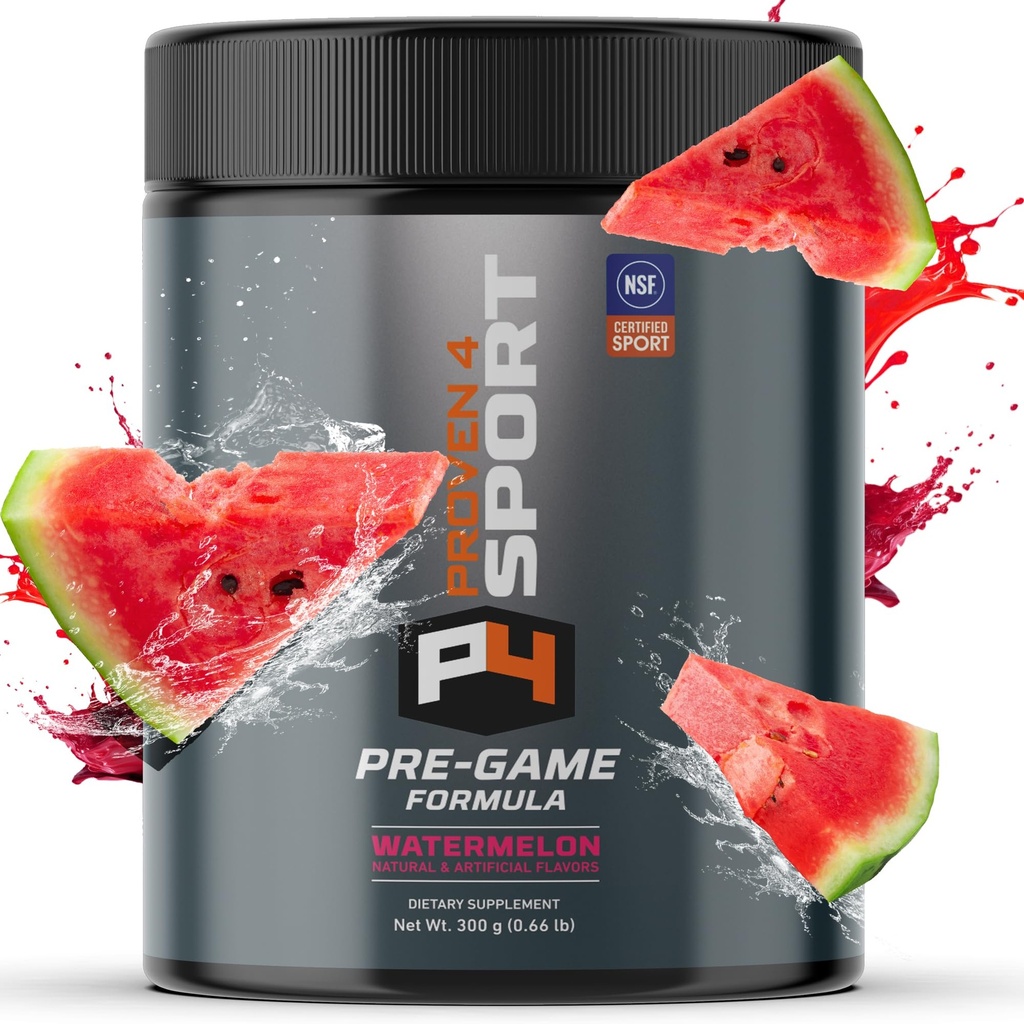 Proven4 Pre Workout Powder para Hombres y Mujeres con Creatina - Beta Alanine - Caffeine NSF Certified preworkout Energy Supplement Watermelon 30 Servings