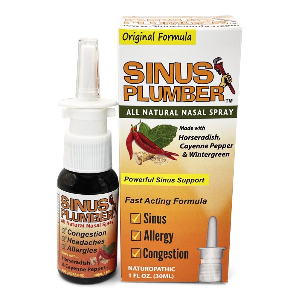 Sinus Plumber Pepper Nasal Spray, Alergía y Sinus Relief, Congestión, Dolores de cabeza, 1 fl oz