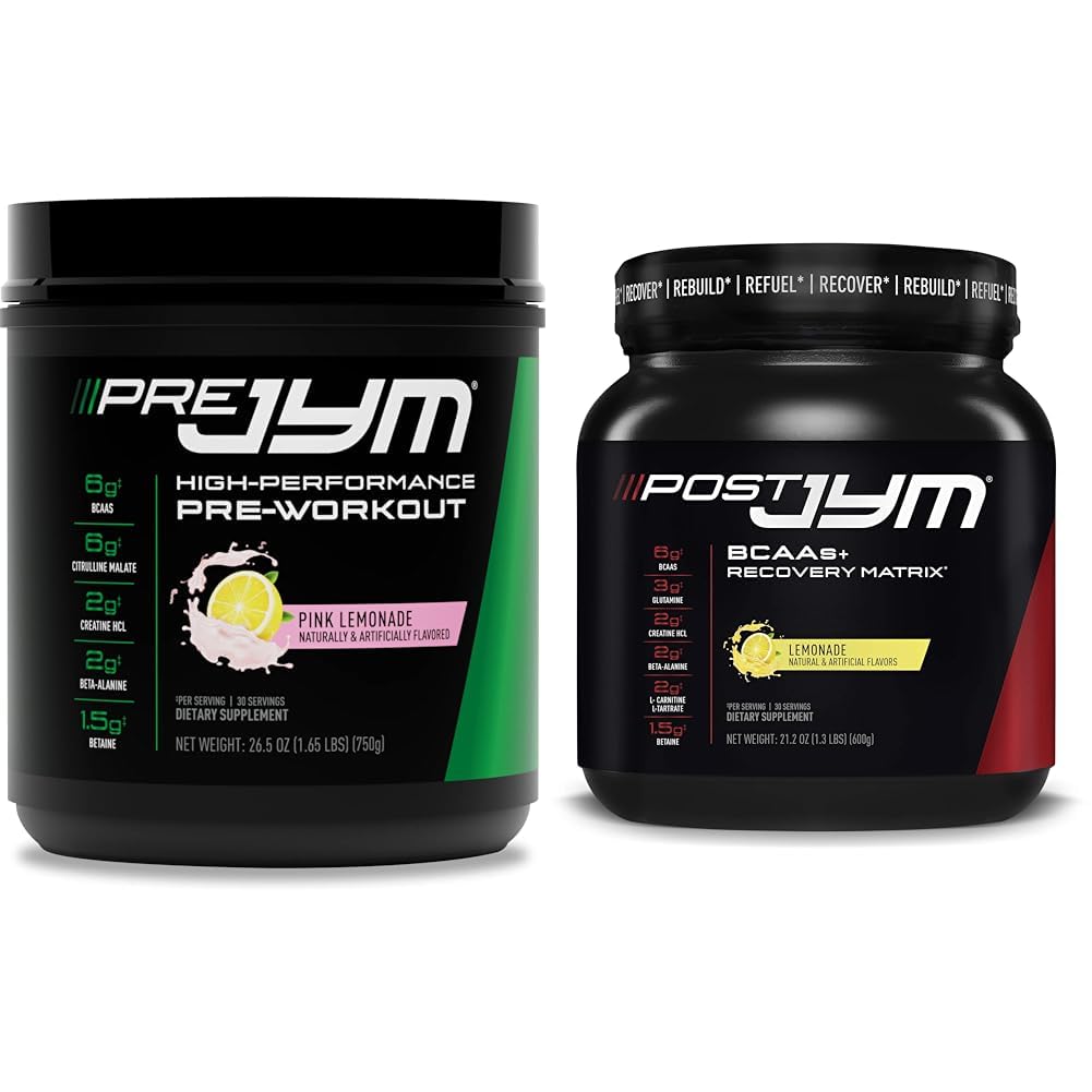 Pre JYM 30 Servings - Pink Lemonade &amp; Post JYM Active Matrix - Lemonade Powder Bundle