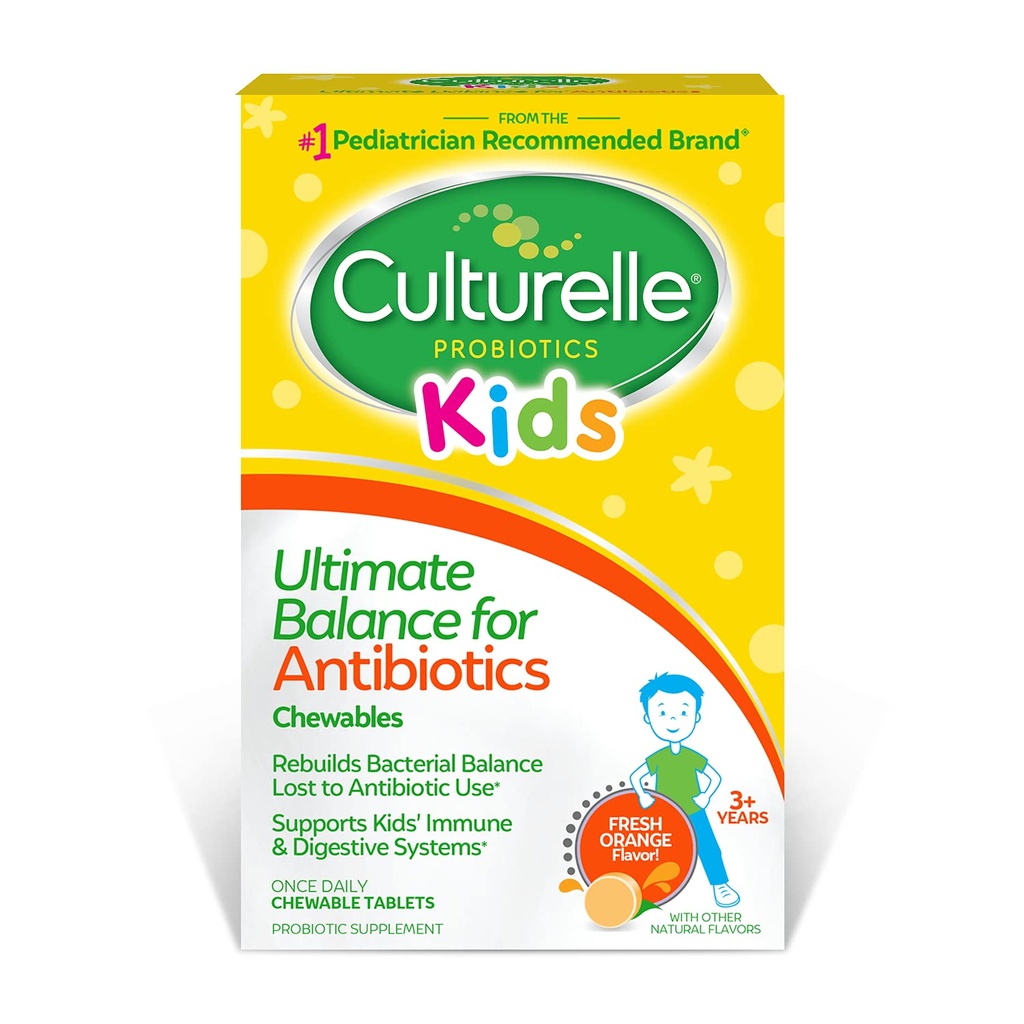 Probióticos Culturalle Ultimate Balance Probiótico para Antibióticos Edades 3+,20 Conde,Orange,Probiótico para Niños Ayuda a Restaurar Buena Bacteria Perdida Durante Uso Antibiótico &amp; Apoya un Sistema de Inmunización Saludable