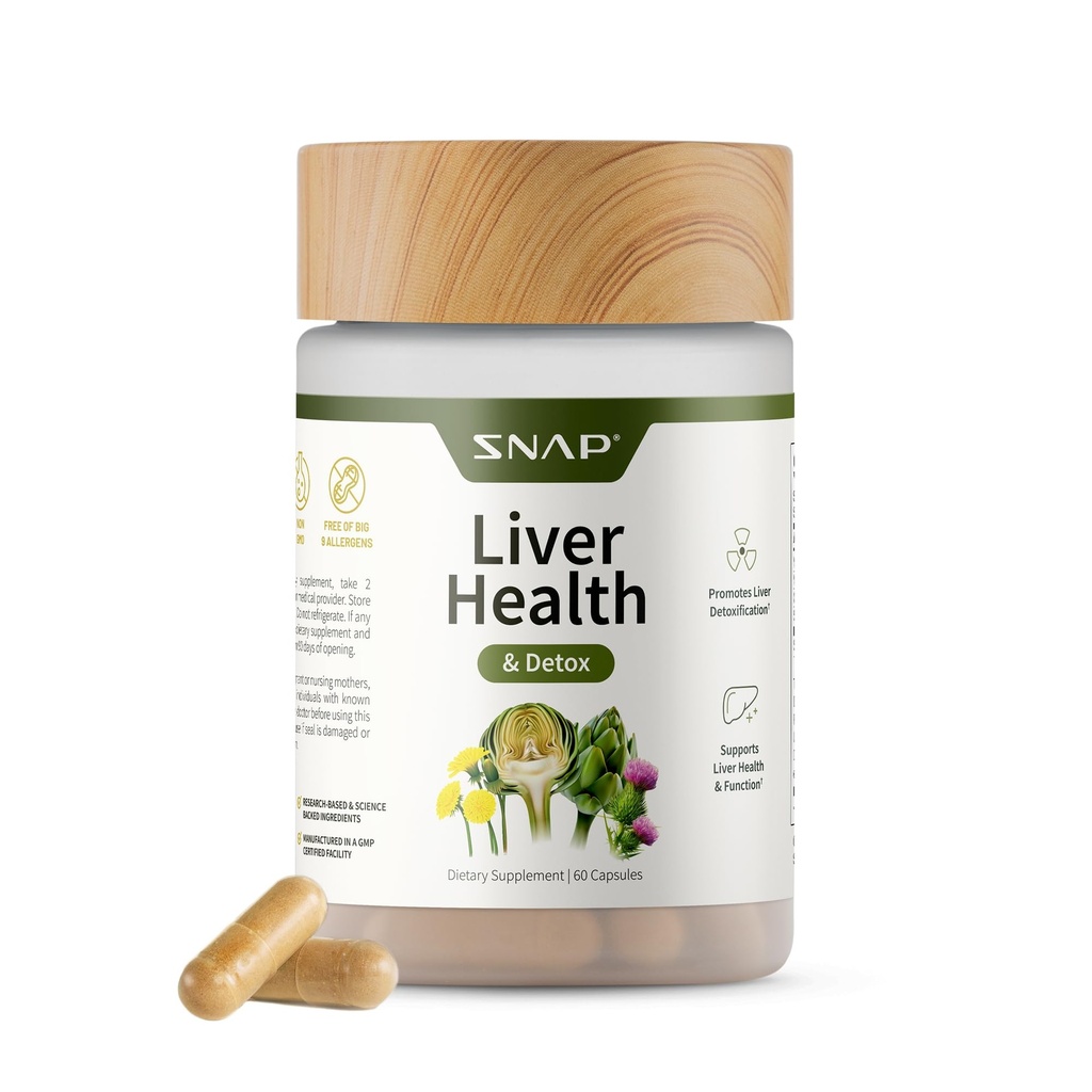 Snap Supplements Liver Health " Detox Supplement - Natural Support for Liver and Digestive Health, 60 Vegetarian Capsules (1 Month Supply)