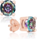 Pendientes de plata de ley de topacio natural de oro plateado