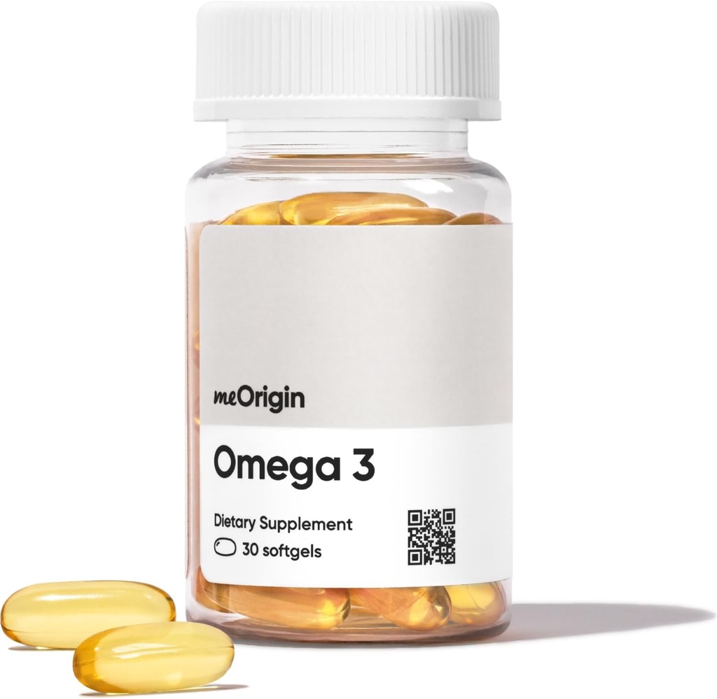 Omega 3 EPA &amp; DHA, Fish Oil 1000mg por Serving, Supports Heart, Brain, Skin &amp; Eye Health, No Burp-Back, 30 Softgels, 30 Day Supply