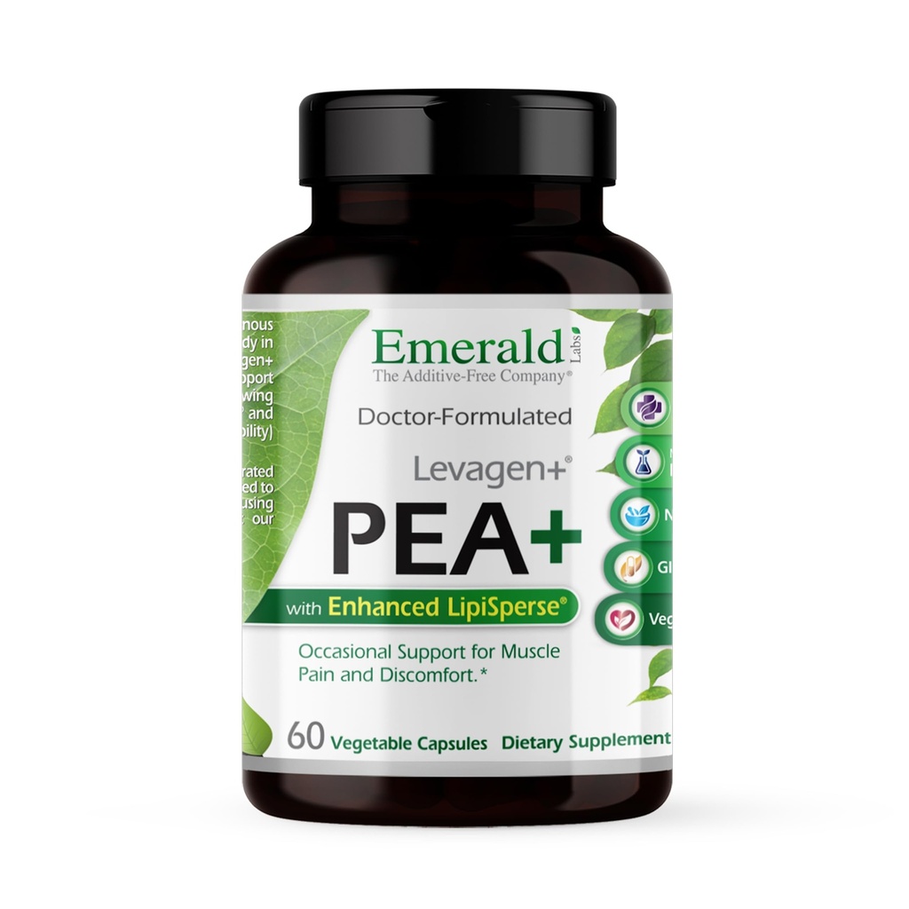 Laboratorios Esmeraldas Pea+ con Levagen+ - Soporte Conjunto " Salud muscular con Meriva Curcumin, OptiMSM " Levagen+ Pea* - No GMO, Vegan, Sin gluten - 60 cápsulas vegetales