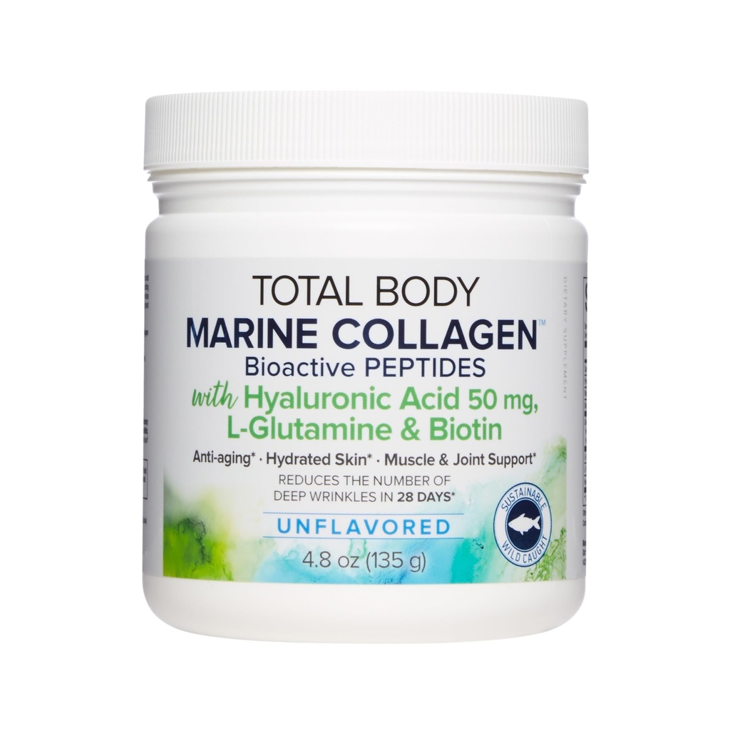 Factores Naturales Colágeno Marino Total Cuerpo, Péptidos Bioactivos Polvo para la piel sana, Juntas de pelo, Desarrollado, 4.8 Oz