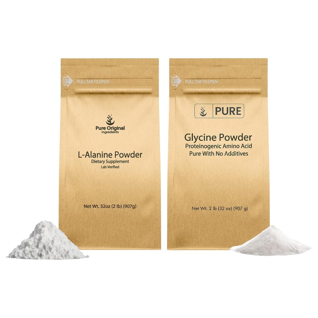 PURE ORIGINAL INGREDIENTES L-Alanine &amp; Glycine Powder Bundle (2 lb cada uno), Suplemento Powders, Puro " Undiluted