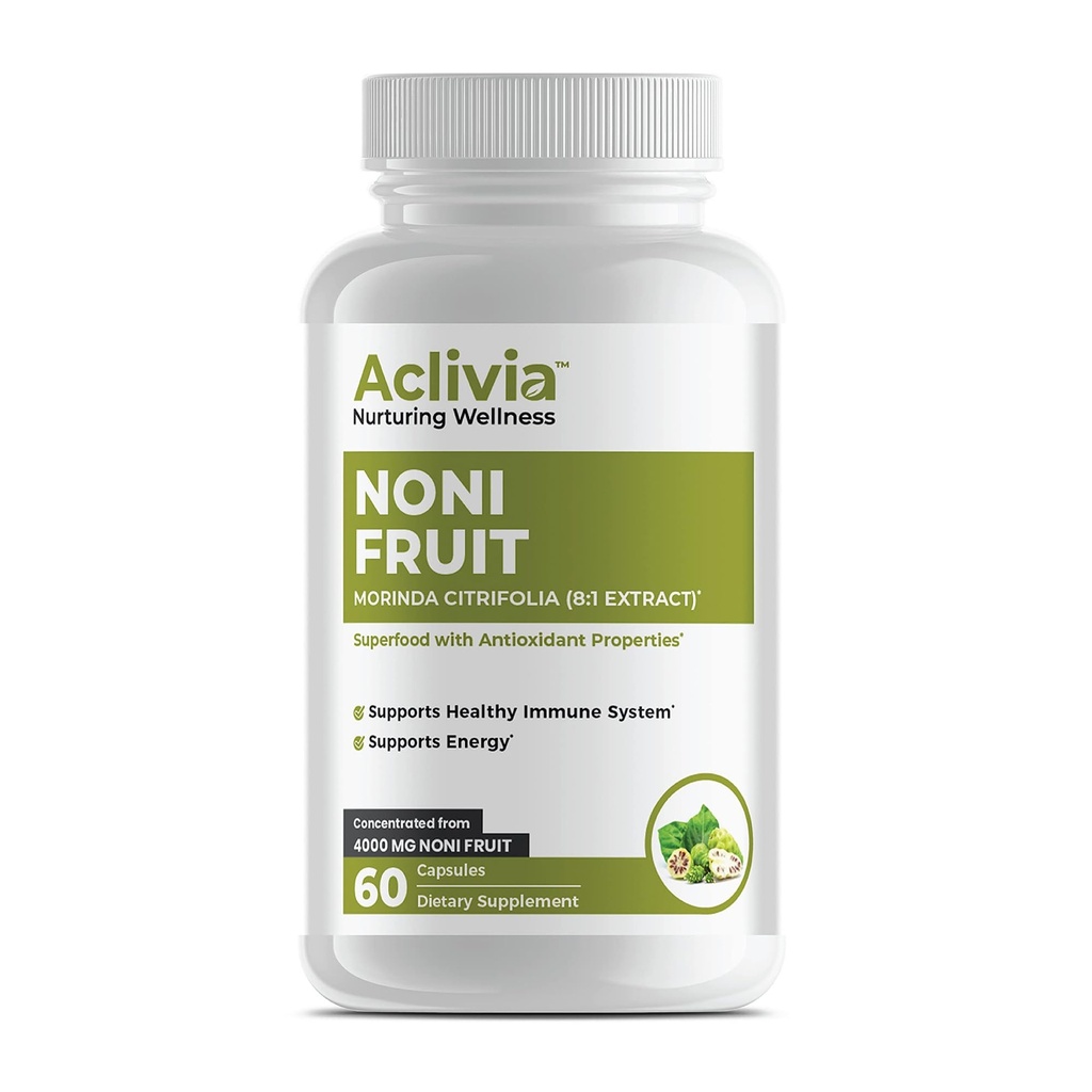 Organic Hawaiian Noni Fruit Capsules 4000 mg - Morinda Citrifolia Suplemento - Non-GMO, Gluten-Free, USA Made, No Artificial Additives (60 Count)