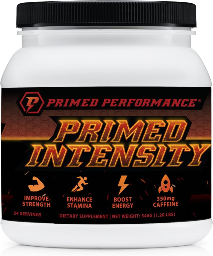 Suplemento de Pre-Workout de Intensidad Primada - Todo Natural - Beta-Alanina, Caffeine, Creatine, Citrulline, NO Booster (24 Servimientos) (Raspberry Lemonade)