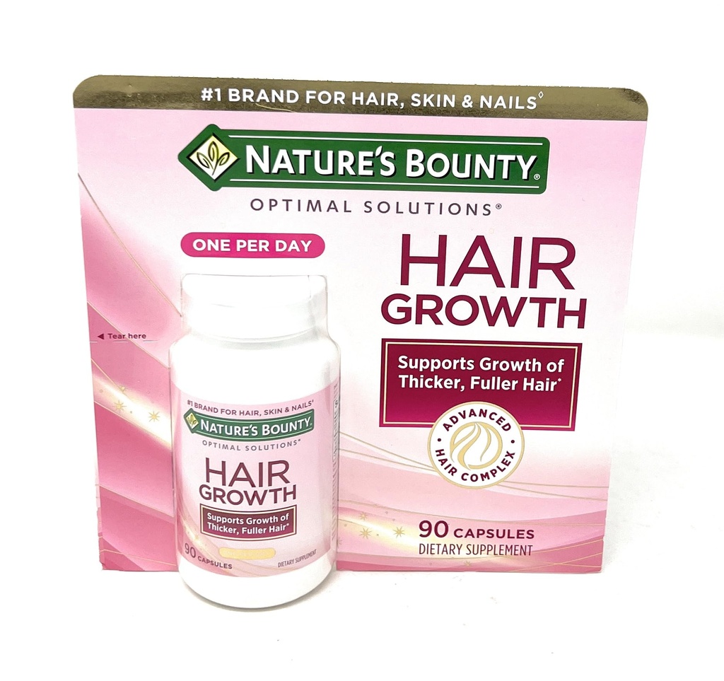 Suplemento de Crecimiento de Peluquería Bounty de la naturaleza, 1 por día, clínicamente indicado para soportar elgador, pelo más completo, con biotina, silicona " Arginina, 90 cápsulas