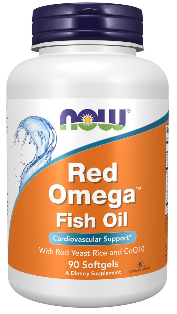 AHORA Suplementos de alimentos, Omega rojoTM con aceite de pescado CoQ10 30 mg y Omega-3, soporte cardiovascular*, 90 Softgels