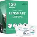 Lensmate 120 Cuenta Lens Wipes for Eyeglasses, Pre-Moistened " Individually Wrapped Eyeglass Wipes, Lens Cleaning Wipes for Eyeglasses, Sunglasses, Goggles and Camera Lens