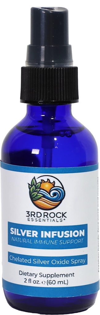3o Rock Essentials ← Infusión de Plata 150 PPM Espray de Plata Chelated Suplemento dietético  All Natural Liquid Silver Spray Immune Support Suplemento  All Natural Personal Care (2 oz.)