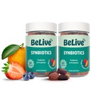 Sinbióticos BeLive - Gummies de fibra prebiótica y probiótica – Inulina de alta resistencia (3g), Suplemento de fibra dietética, Apoyo Digestivo para Adultos Infantiles - Fresa, Lemon, Blueberry Flavor ← 2-Pack