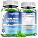 L-Theanine Gummies, l'theanine 400mg con Ashwagandha, GABA, 5HTP,L-Theanine Chewable Suplemento para Relax, Zzz & Focus Support, Vegan, Lemon Flavor, 120 Condes
