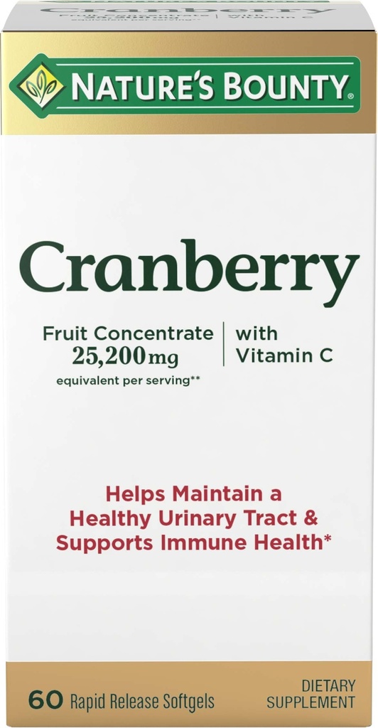 Suplemento dietético de arándano de la naturaleza, apoya el tracto urinario y la salud inmunitaria, Softgels, 25,200 Mg, 60 Ct