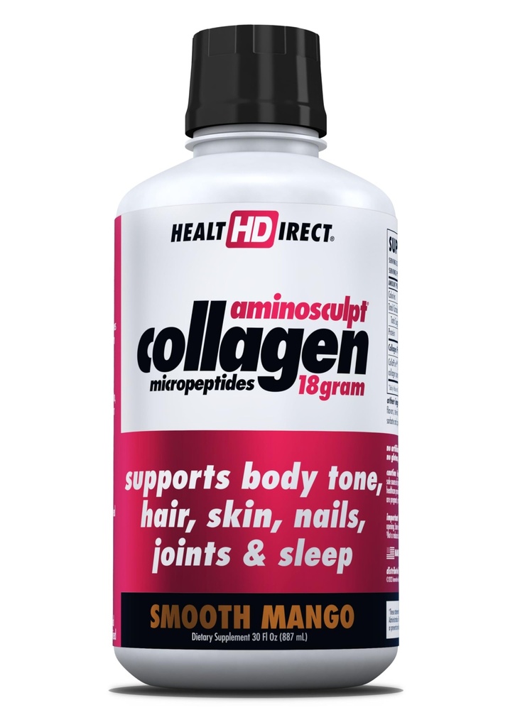 HEALTH DIRECT AminoSculpt Suplemento sin azúcar - Proteína de alta potencia de grado médico para el cabello, la piel, uñas &amp; uniones, grúas, no transgénico, líquido coágeno - mango de espuma - 30 Fl Oz
