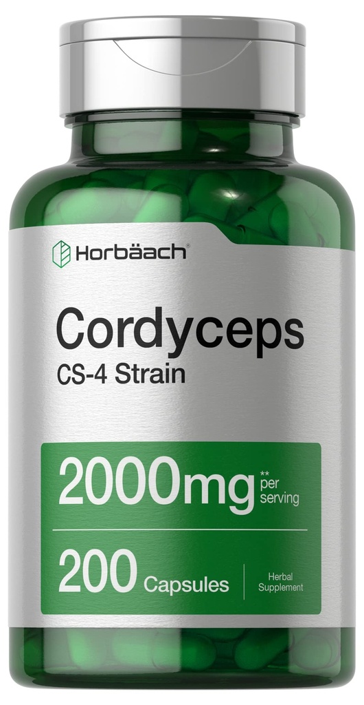 Horbäach Cordyceps Mushroom Capsules 2000mg  vírgenes 200 Conde ← CS-4 Strain Cordyceps Sinesis ← Non-GMO Herbal Suplemento