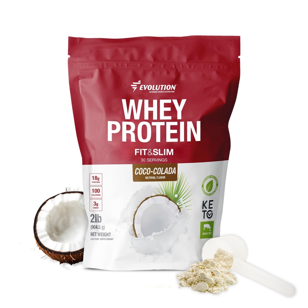 Evolution Advance Nutrition Fit & Slim Blend – Grass-Fed Whey Protein Powder for Easy Digestion, Keto-Approved, Non-GMO, Stevia Sweetened, Natural Flavor – 2 libras (Coco-Colada)