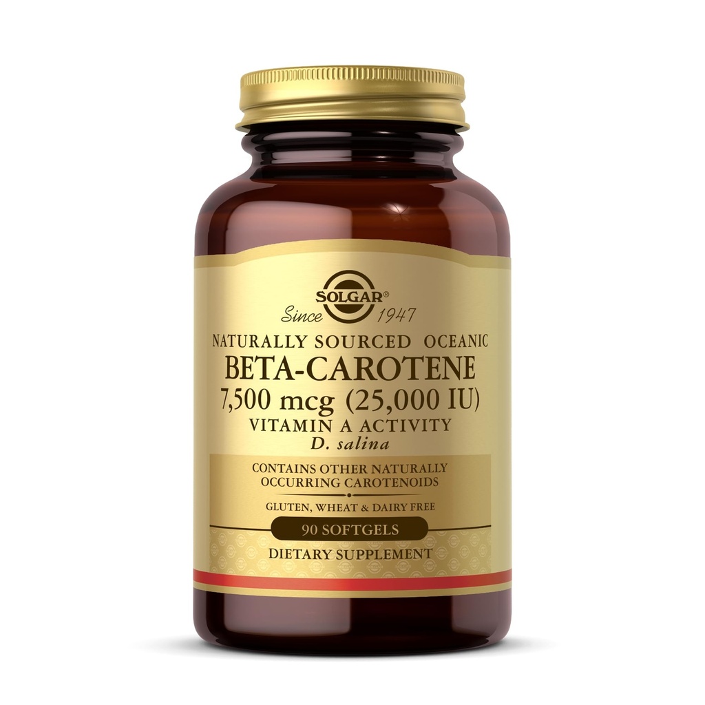 Solgar Oceanic Beta-Carotene 25,000 UI - 90 Softgels - Potent Antioxidant - 100% Natural Pro-Vitamin A - Gluten Free, Dairy Free - 90 Servings