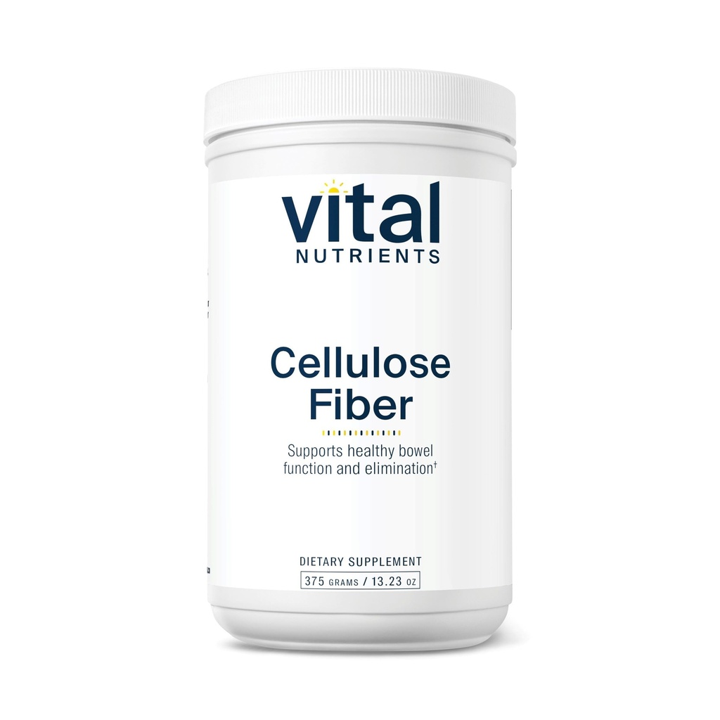 Vital Nutrients Cellulose Fiber Powder  375g Cellulose Insoluble Fiber Powder ← Fiber Supplement Powder Supports Healthy Bowel Function ← Gluten, Dairy, Soy Free ← Non-GMO ← 60 cápsulas