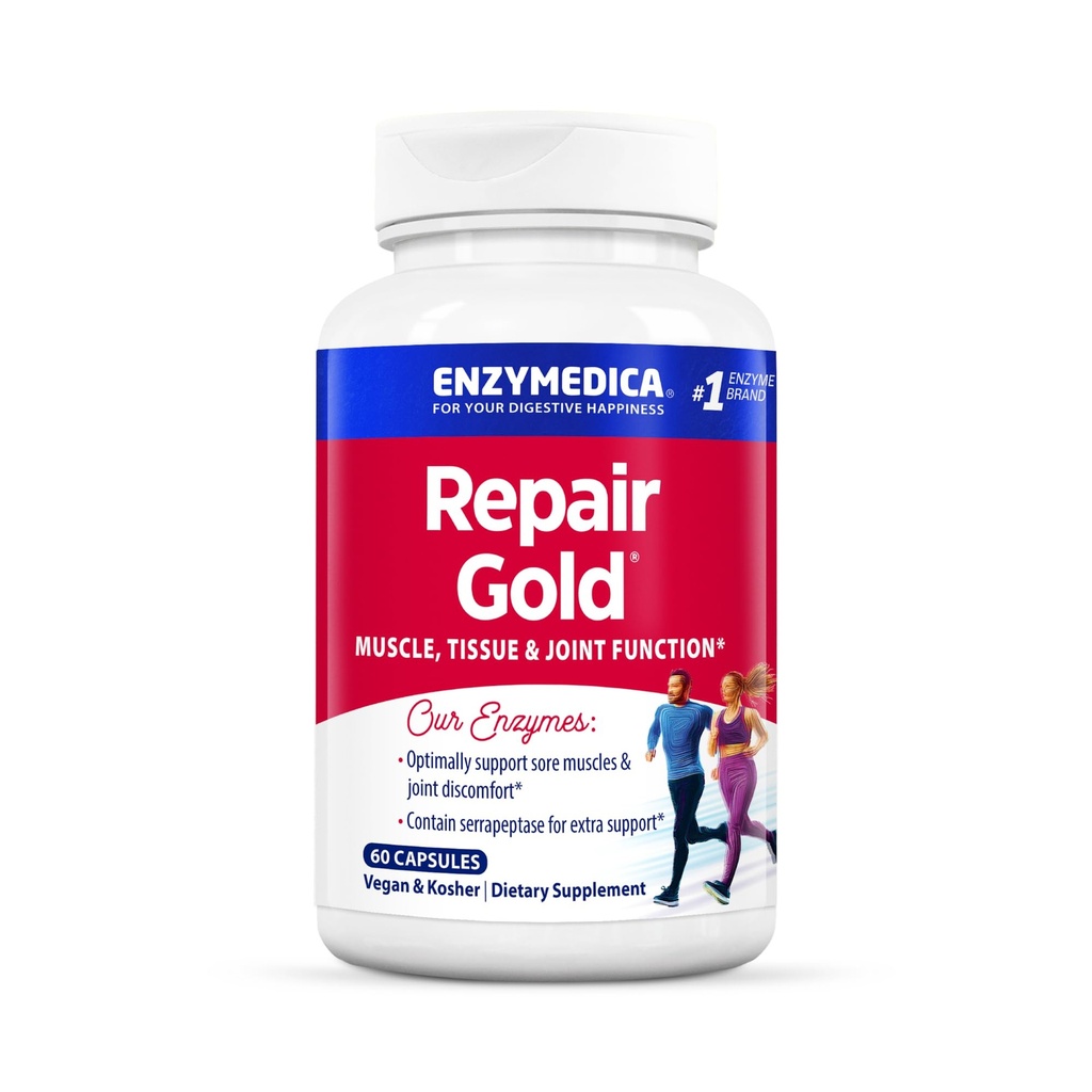 Enzymedica, Reparación de Oro, Proteolytic Enzymes, Suplemento de Apoyo Conjunto, promueve la recuperación muscular & función de tejido, 60 cuenta