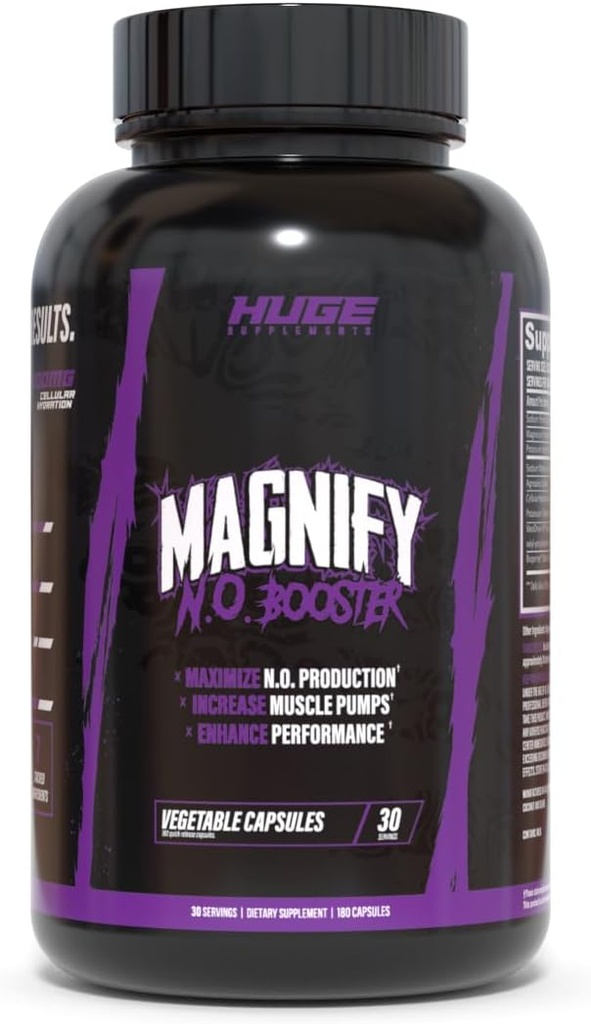 Suplementos enormes magnificar las pilas de bomba " Nitric Oxide Booster, Mejorar las bombas musculares, Plenidad " , Ingredientes basados en la ciencia - NO3-T Nitrates, Sulfato Agmatine, VasoDrive-AP (180 cápsulas)