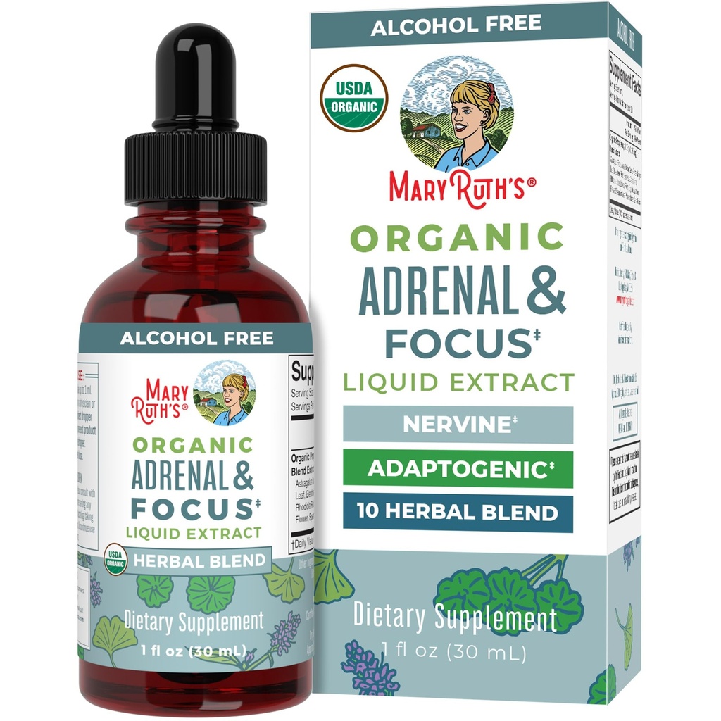 MaryRuth Organics - USDA Organic Brain Nootropic Supplement for Adults with Ginkgo Biloba &amp; Astragalus TEN Focus &amp; Adrenal Support Silencio Brain &amp; Memory Drops ← Vegan ← Non-GMO TEN Gluten Free TEN 30 Servings
