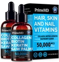 Peptides de colágeno líquido para mujeres - Complejo de suero con vitamina de biotina, proteína de queratina hidrolizada y Palmetto de sierra - Fórmula completa para el cabello, la piel y el bienestar de uñas - 2fl oz (Pack de 2)