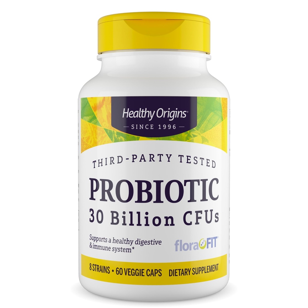 Orígenes saludables Probiótico 30 Billones CFU's (Shelf Stable, Non-GMO, Gluten Free, Digestive Health, Gut Health, Immune Support), 60 Veggie Caps