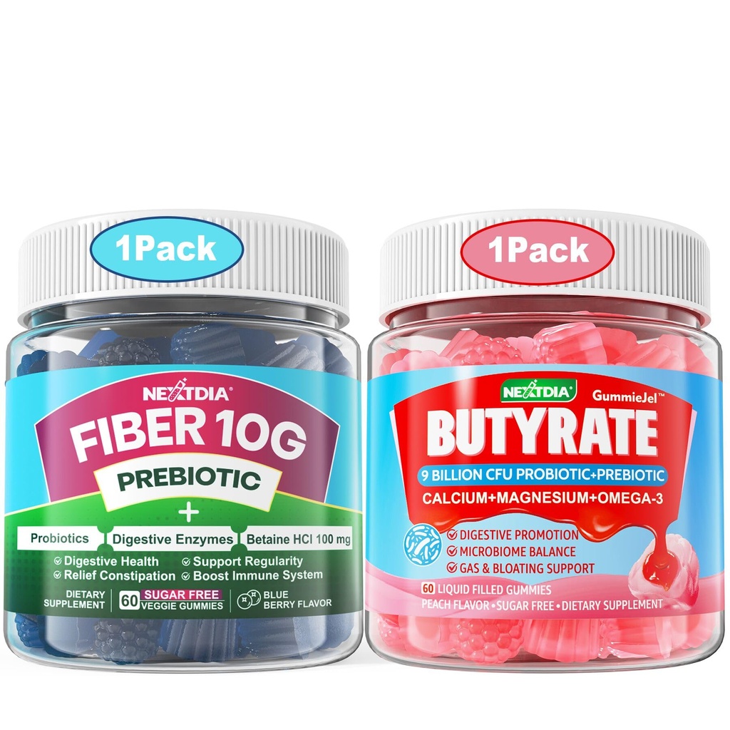 Butyrate Gummies con Probiótico + Prebiótico + Postbiótico + Gummies de fibra para adultos