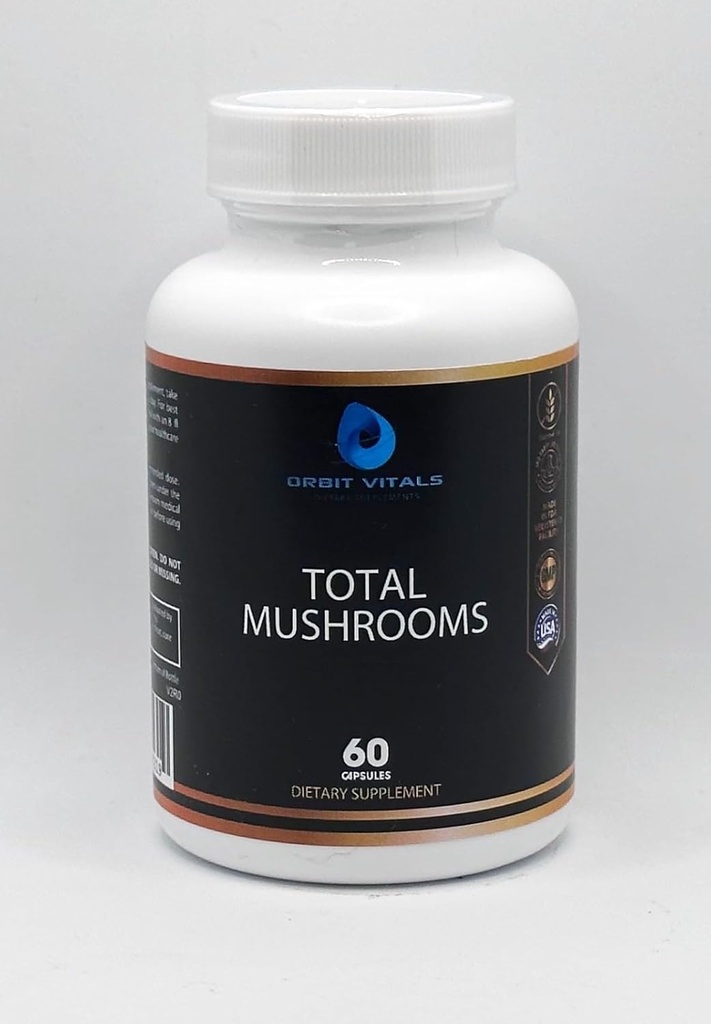 Suplemento de cápsulas de setas totales, 1330 mg - Suplemento de cerebro de setas con cordones, hongo de reishi, chiitake, mane de leones - Mejorar el enfoque, la digestión de ayudas, la claridad mental, inmunidad - 60 conteo