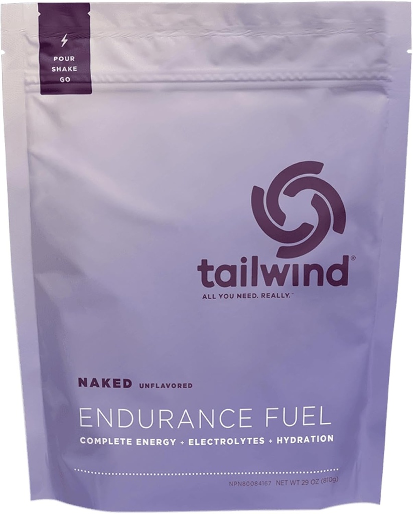 Tailwind Nutrition Endurance Fuel, Carbohydrate &amp; Electrolyte Sports Drink Mix Powder, Gluten-Free, Vegan, Desarrollado desnudo, 30 Servidores