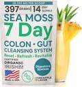 Atlantic Naturals Sea Moss 7-Day Colon & Gut Purification - Golden Flax Seeds, Psyllium Husk, Senna Powder, for Women & Men - Pineapple Flavor Drink Mix (14 oz)
