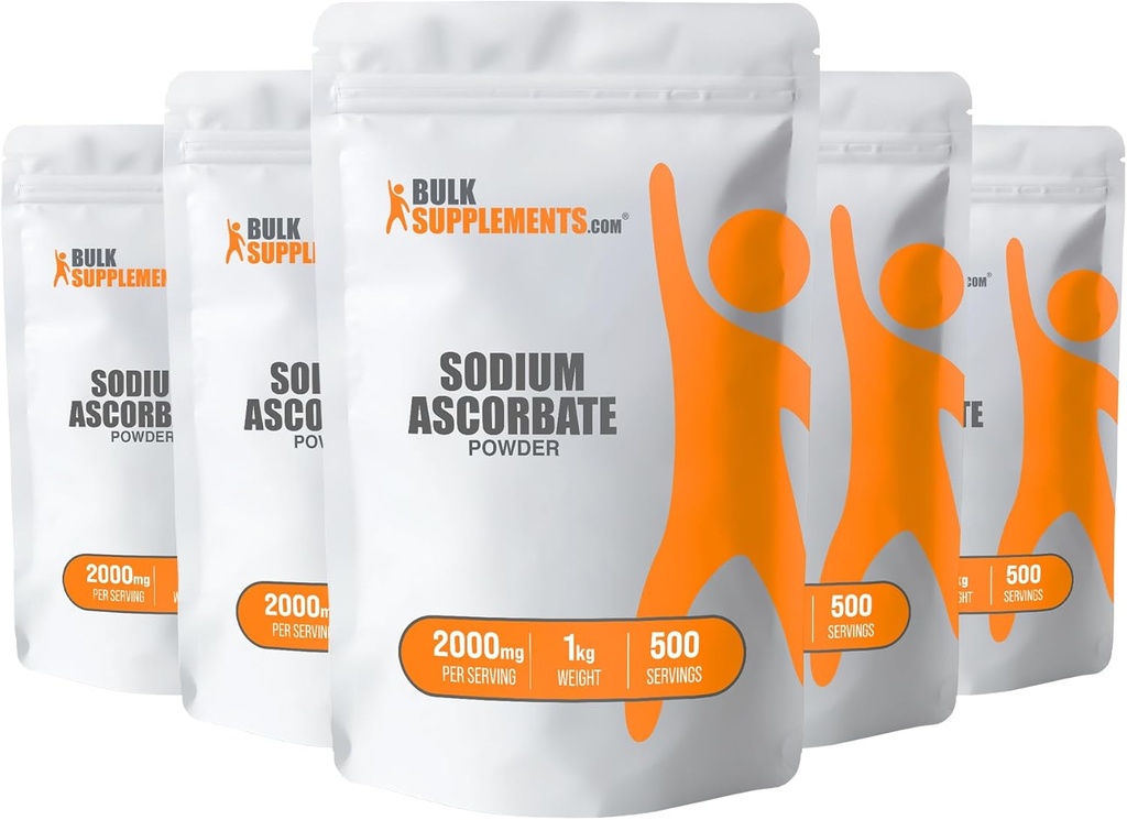BulkSupplements.com Sodium Ascorbate Powder - para Immune Support, Sodium Ascorbate Vitamina C - Buffered Vitamin C, Gluten Free, 2000mg por Serving, 5kg (11 lbs) (Pack of 5)