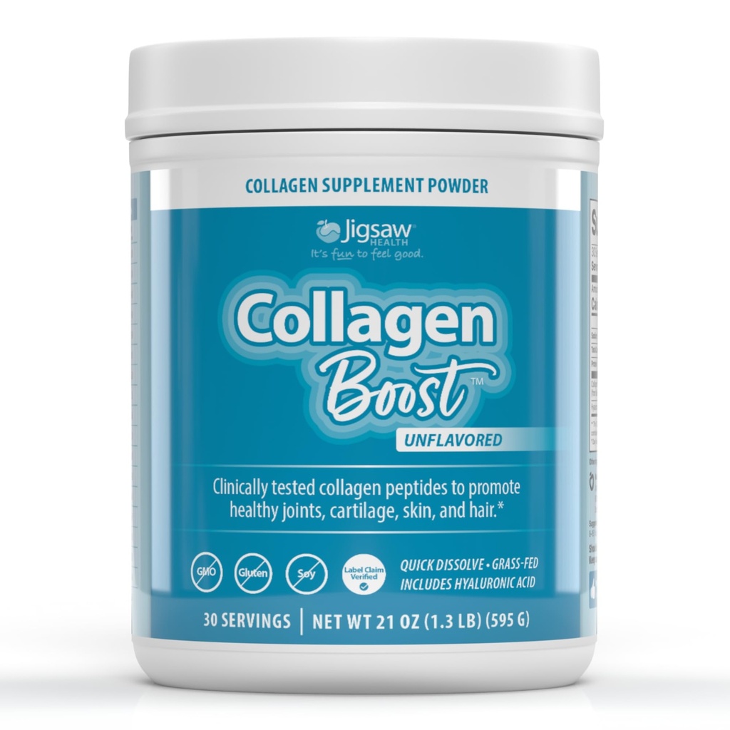 Jigsaw Health Collagen Boost ← Promueve articulaciones saludables, cartílago, piel y cabello TENIDO 30 Servimientos
