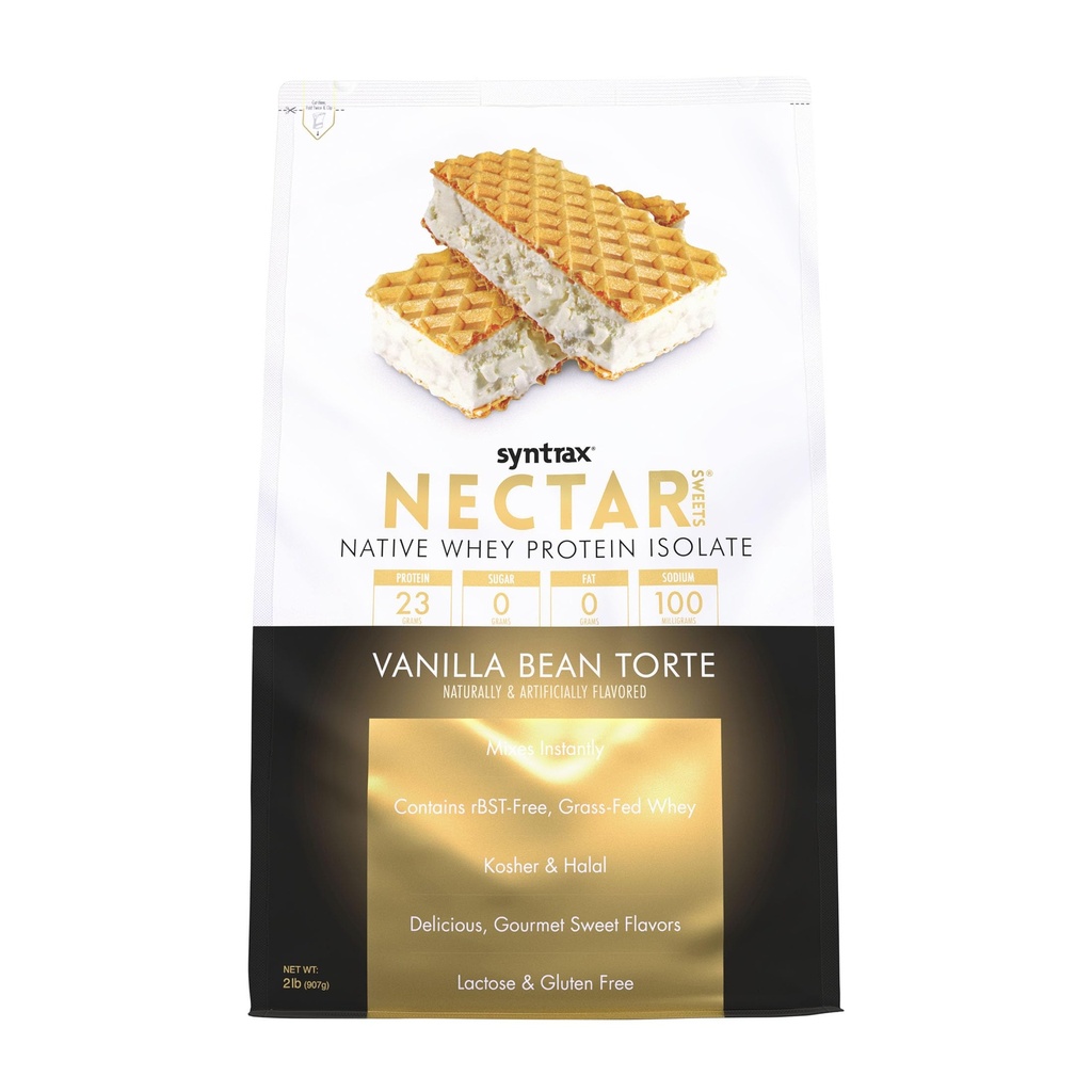 Sintrax Nutrition Nectar Sweets, 100% Whey Isolate Protein Powder, Vanilla Bean Torte, 2 lbs