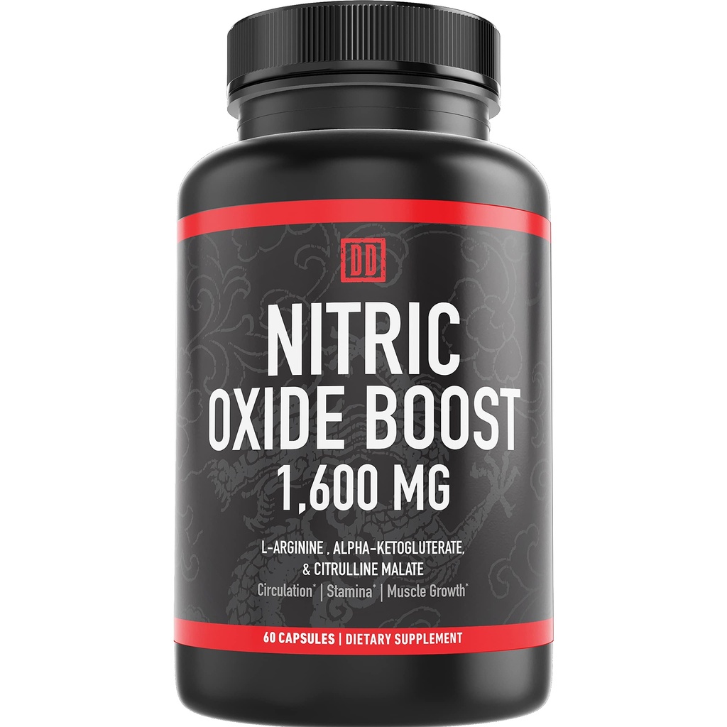Nitric Oxide Booster Suplemento, 1600mg Extra Strength L-Arginine, Citrulline Malate, y Alpha-Ketoglutarate (60 Conde, 1 Bottle)