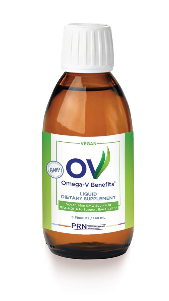 Omega-V Beneficios líquido Omega 3 Suplemento - 5 oz, 30 días de suministro - Suplemento vegano con 1000 mg EPA &amp; DHA para la salud ocular
