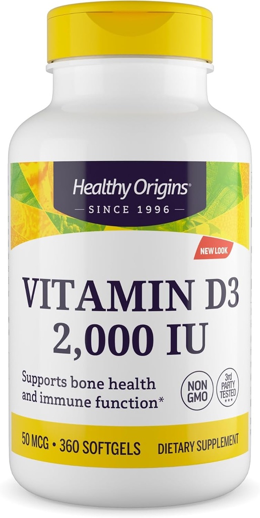 Origenes saludables Vitamina D3, 2000 UI, 360 Cuenta